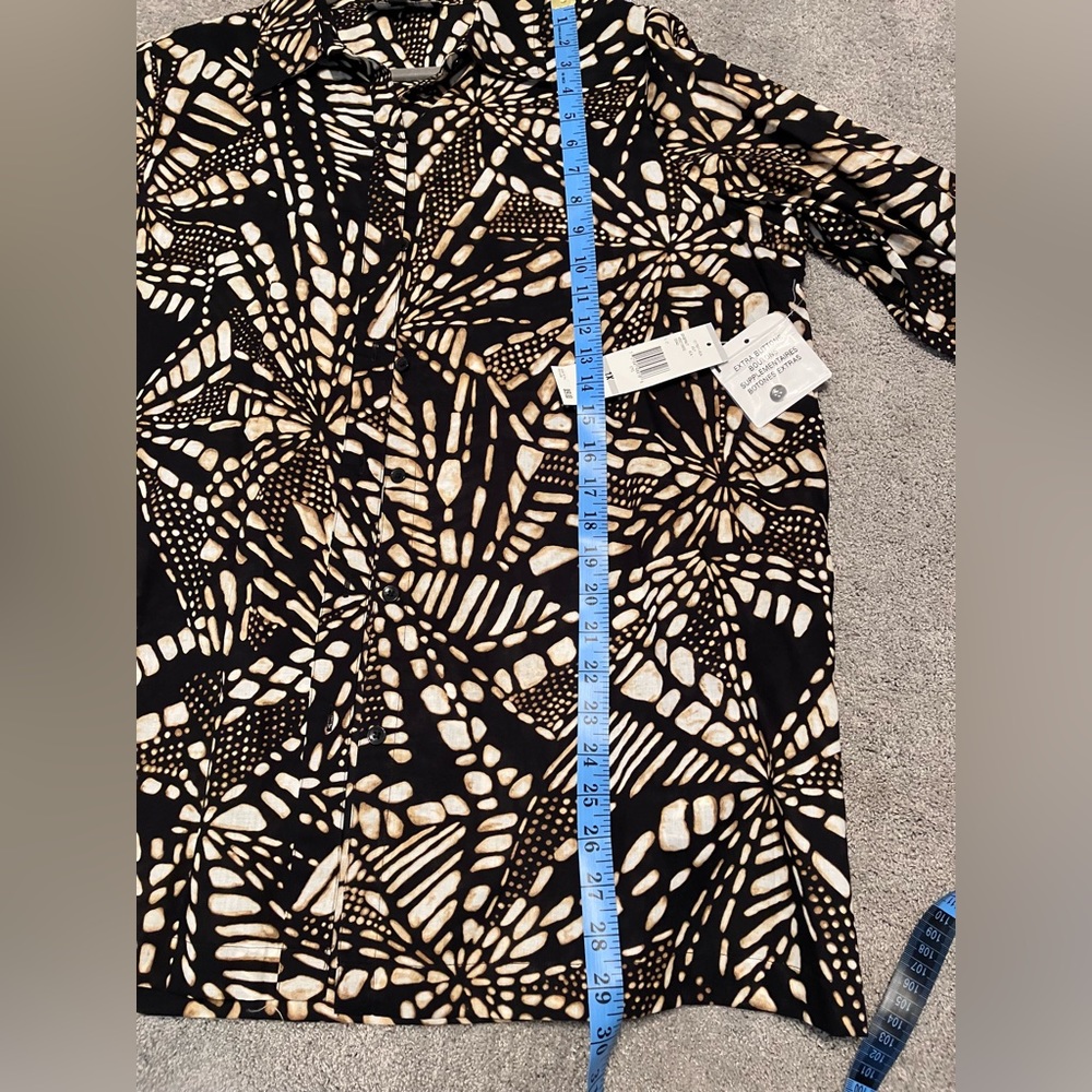 NWT Jones New York Geometric Print Button-down 1X Plus size 100% cotton - Picture 7 of 8